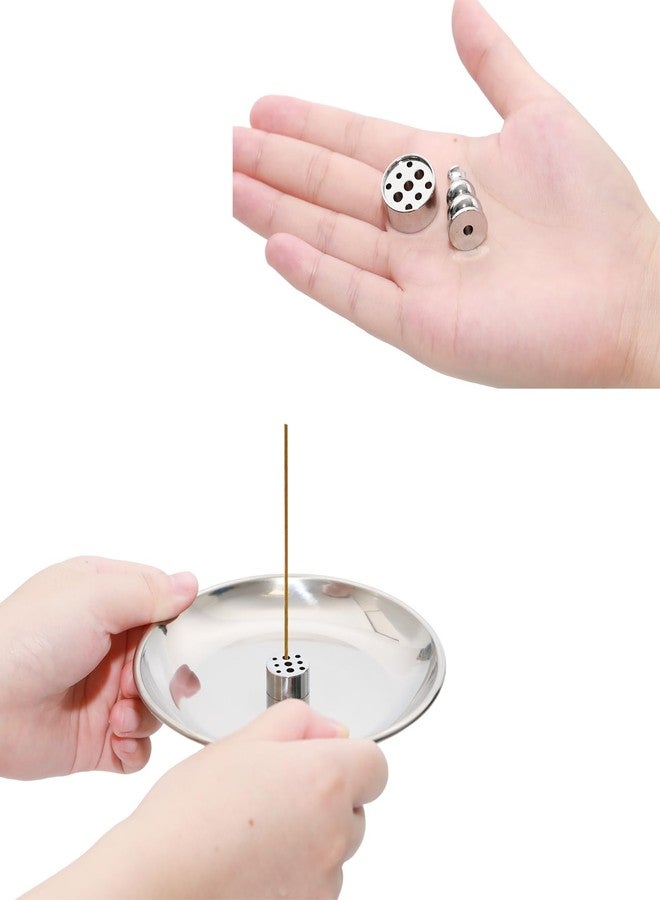 Pocoxll 3 in 1 Incense Burner Set, 5.51 Inch Incense Holder, Gourd-Shaped Tray, Silver Metal - Image 3